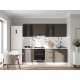 Аурелио Кухонный гарнитур прямой со стеклом 240 см Скрытые «Дорадо», белый/айриш/белый лакобель