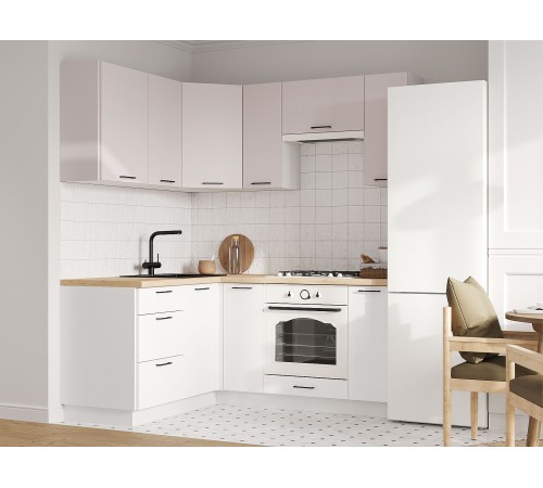 Аурелио Кухонный гарнитур угловой 180х150 см Скрытые «Дорадо», белый/айриш