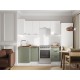 Аурелио Кухонный гарнитур угловой 210х100 см Скрытые «Дорадо», белый/айриш