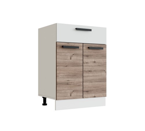 Эра Кухонный гарнитур прямой 160 см, белый шагрень/дуб горный/стекло