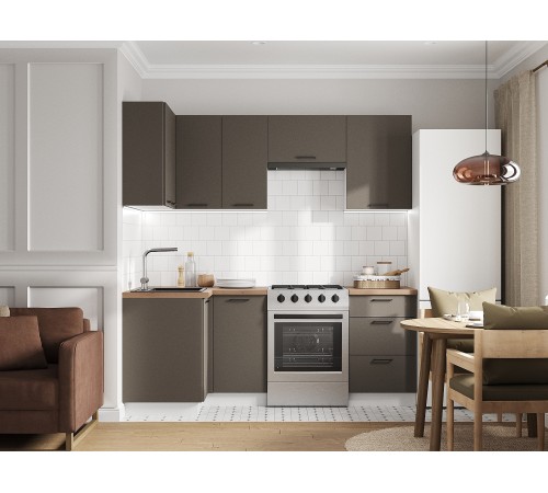 Аурелио Кухонный гарнитур угловой 210х100 см Скрытые «Дорадо», белый/айриш