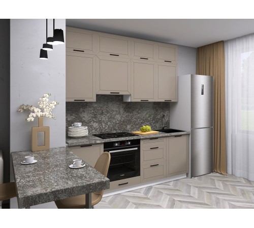 Вектор Кухонный гарнитур прямой 210 см, белый/базальт