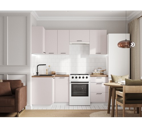 Аурелио Кухонный гарнитур угловой 210х100 см Скрытые «Дорадо», белый/айриш