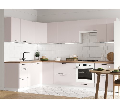 Аурелио Кухонный гарнитур угловой 300х180 см Скрытые «Дорадо», белый/айриш