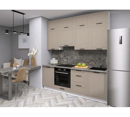 Вектор Кухонный гарнитур прямой 210 см, белый/базальт