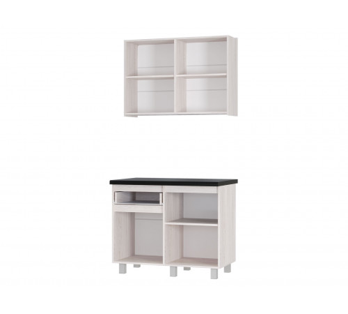 Тренд Кухонный гарнитур прямой 200 см, ясень белый/черный мрамор