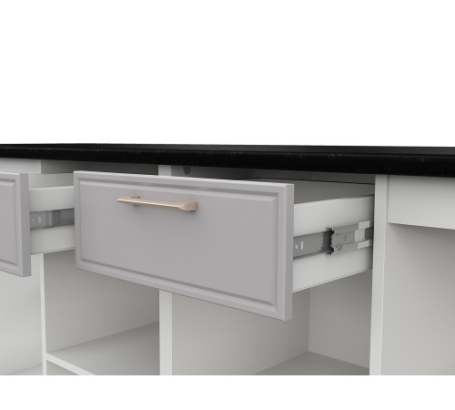 Адель Кухонный гарнитур прямой 200 см, белый/нео, столешница черная