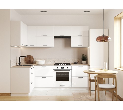 Аурелио Кухонный гарнитур угловой 240х140 см Скрытые «Дорадо», белый/айриш