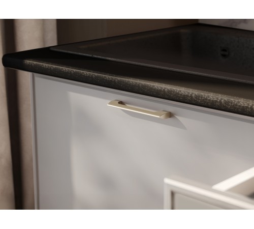 Адель Кухонный гарнитур прямой 200 см, белый/нео, столешница черная