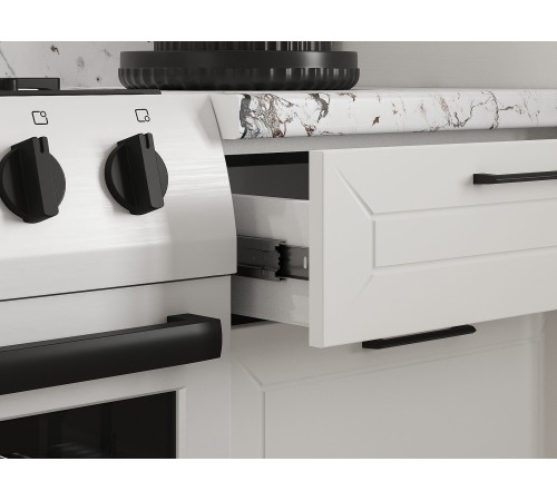 Вектор Кухонный гарнитур угловой с прямым углом 210х100 см, белый/бланж