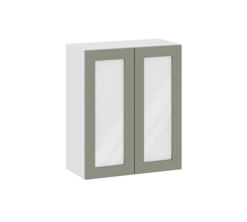 Аурелио Кухонный гарнитур прямой со стеклом 240 см Скрытые «Дорадо», белый/айриш/белый лакобель