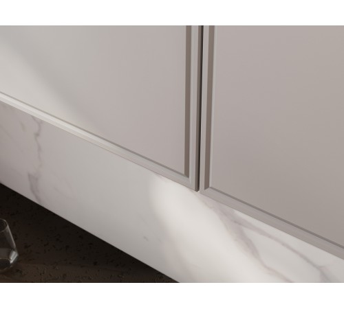 Адель Кухонный гарнитур прямой 200 см, белый/нео, столешница черная