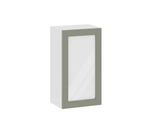 Аурелио Кухонный гарнитур прямой со стеклом 260 см Скрытые «Дорадо», белый/айриш/белый лакобель