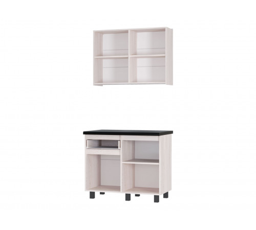 Тренд Кухонный гарнитур прямой 200 см, ясень белый/черный мрамор