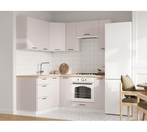 Аурелио Кухонный гарнитур угловой 180х150 см Скрытые «Дорадо», белый/айриш