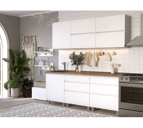 Одри Симпл Кухонный гарнитур прямой 200 см, белый/дуб сонома