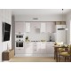 Аурелио Кухонный гарнитур прямой со стеклом 260 см Скрытые «Дорадо», белый/айриш/белый лакобель