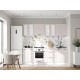 Аурелио Кухонный гарнитур прямой со стеклом 240 см Скрытые «Дорадо», белый/айриш/белый лакобель