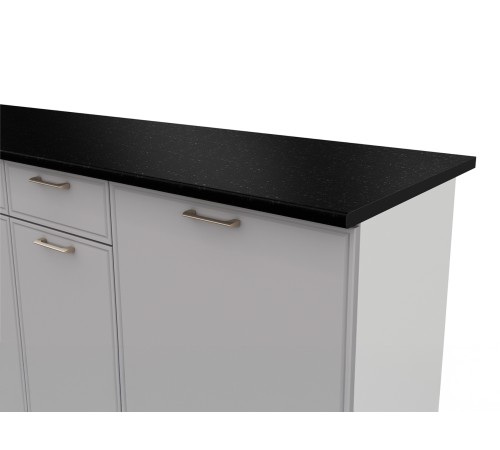 Адель Кухонный гарнитур прямой 200 см, белый/нео, столешница черная