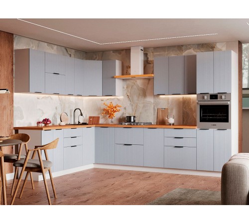 Муссон Кухонный гарнитур угловой 320х220 см, белый/гавань