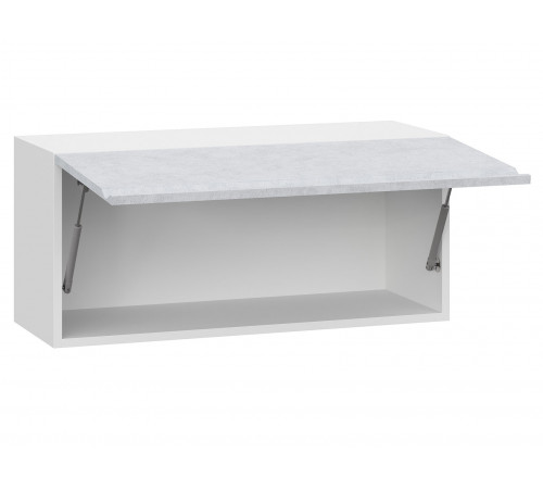 Вельвет Шкаф навесной антресольный 1 дв 80х36 см, белый/бетон снежный