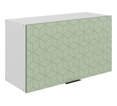 Стоун Шкаф навесной антресольный с фрезеровкой 1 дв 80х45 см, белый/полынь софттач