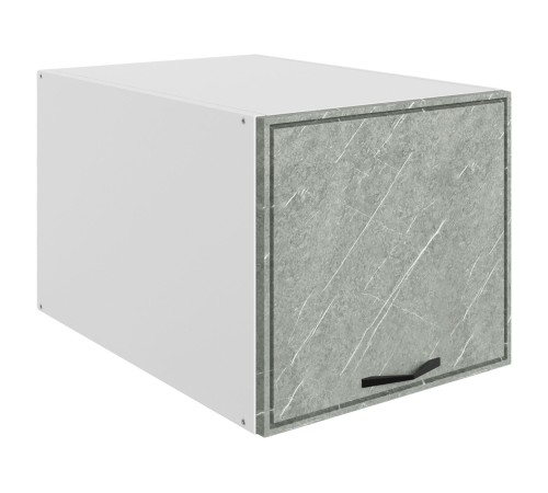 Монако Шкаф навесной антресольный глубокий 1 дв 40х36х56,6 см, белый/мрамор фицрой матовый