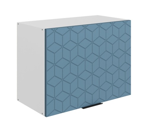 Стоун Шкаф навесной антресольный с фрезеровкой 1 дв 60х45 см, белый/изумруд софттач