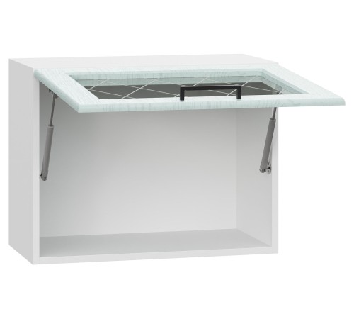 Грейвуд Шкаф навесной антресольный со стеклом 1 дв 60х45,6 см, белый/деним голубой