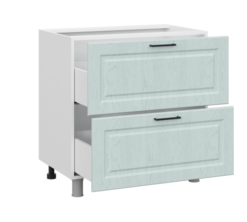 Грейвуд Стол 2 ящ 80х82,4 см, белый/деним голубой