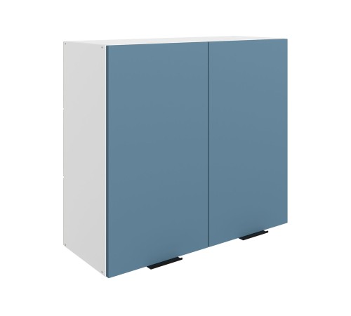 Стоун Шкаф навесной 2 дв 80х72 см, белый/изумруд софттач