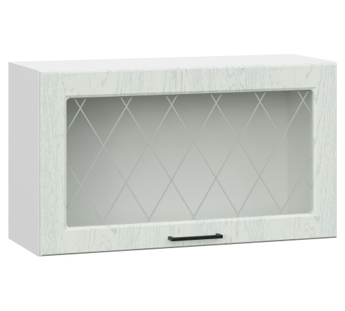 Грейвуд Шкаф навесной антресольный со стеклом 1 дв 80х45,6 см, белый/арктик