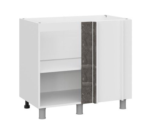 Модус Стол угловой 1 дв 90х82,4 см, белый/камень темный