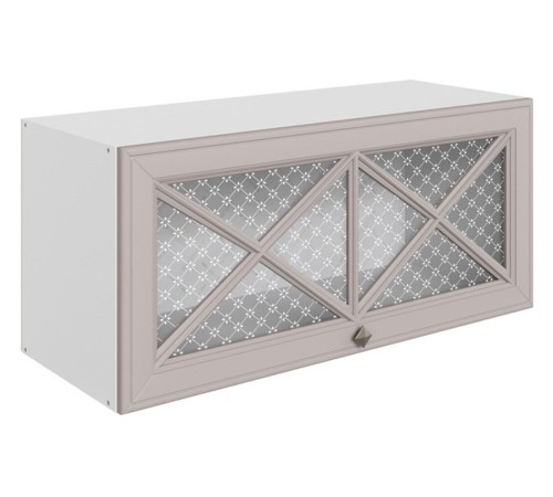 Мишель Шкаф навесной антресольный со стеклом (крест) 1 дв 80х36 см, белый/кофейный/стекло