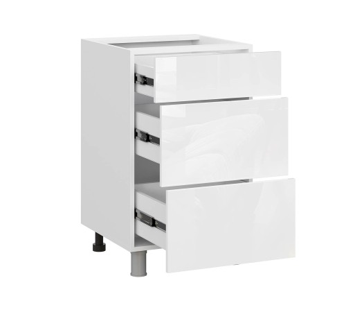 Модерн Стол 3 ящ 50х82,4 см, белый/белый глянец (Бруно)