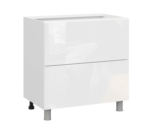 Модерн Стол 2 ящ 80х82,4 см, белый/белый глянец (Бруно)