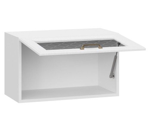 Прованс Шкаф навесной антресольный со стеклом 1 дв 60х36 см, белый/белый текстурный