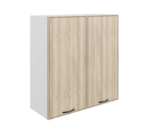 Монако Шкаф навесной 2 дв 80х90 см, белый/кешью матовый