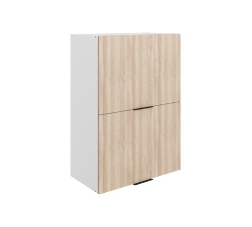 Стоун Шкаф навесной антресольный 2 дв 60х90 см, белый/кешью матовый