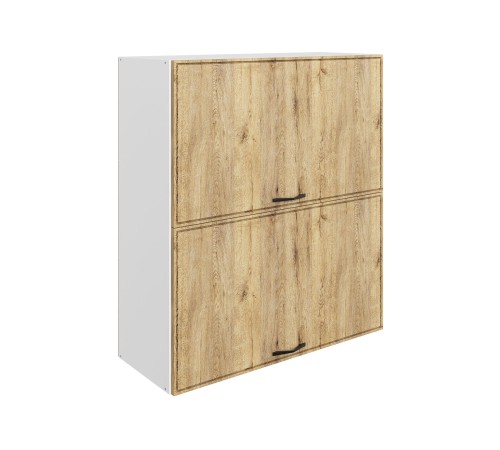 Монако Шкаф навесной антресольный 2 дв 80х90 см, белый/дуб европейский матовый