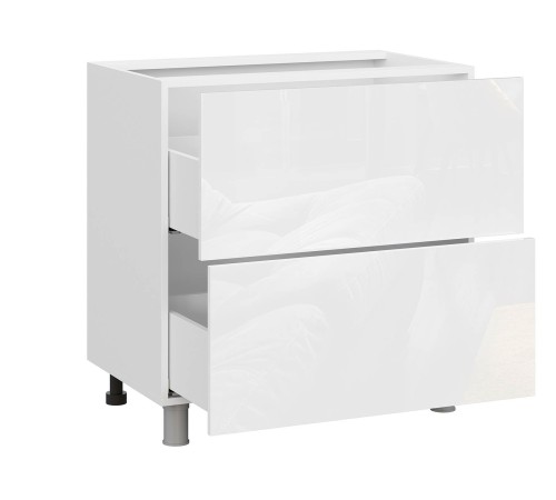 Модерн Стол 2 ящ 80х82,4 см, белый/белый глянец (Бруно)