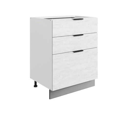 Стоун Стол с ящиками 3 ящ Старт 60х82 см, белый/белая скала