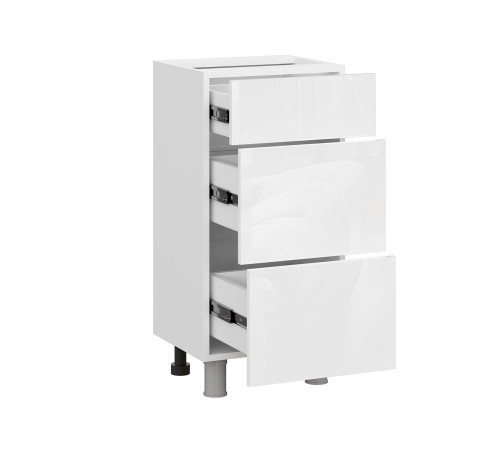 Стрэйт Стол 3 ящ 40х82,4 см узкий 400, белый/белый глянец