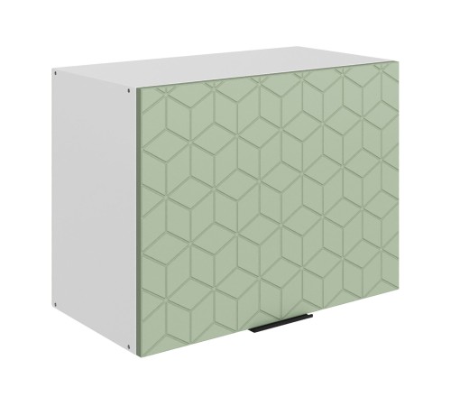 Стоун Шкаф навесной антресольный с фрезеровкой 1 дв 60х45 см, белый/полынь софттач