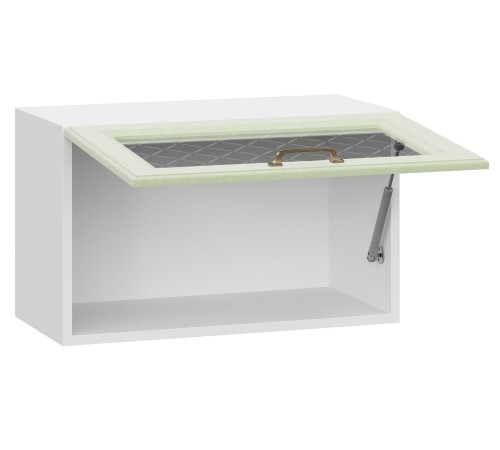 Прованс Шкаф навесной антресольный со стеклом 1 дв 60х36 см, белый/фисташковый структурный