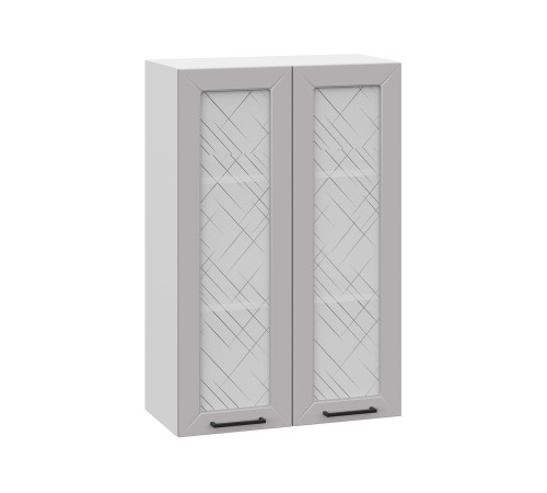 Вектор Шкаф навесной со стеклом 2 дв 60х91,2 см, белый/нео