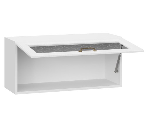 Прованс Шкаф навесной антресольный со стеклом 1 дв 80х36 см, белый/белый текстурный