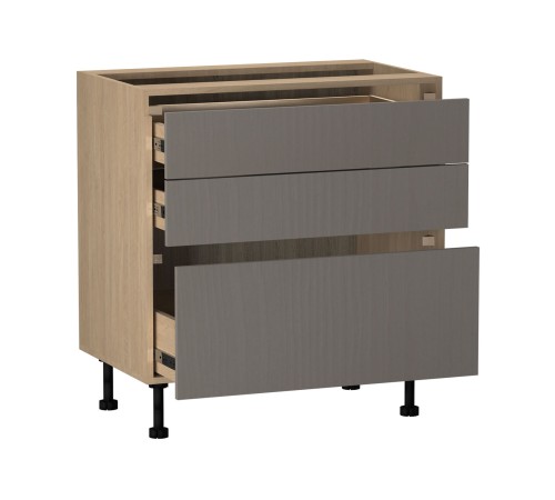 Женева Стол 3 ящика 80 см, дуб палермо/серый камень