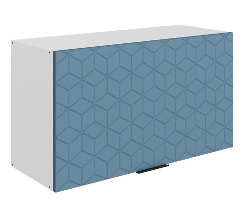 Стоун Шкаф навесной антресольный с фрезеровкой 1 дв 80х45 см, белый/изумруд софттач