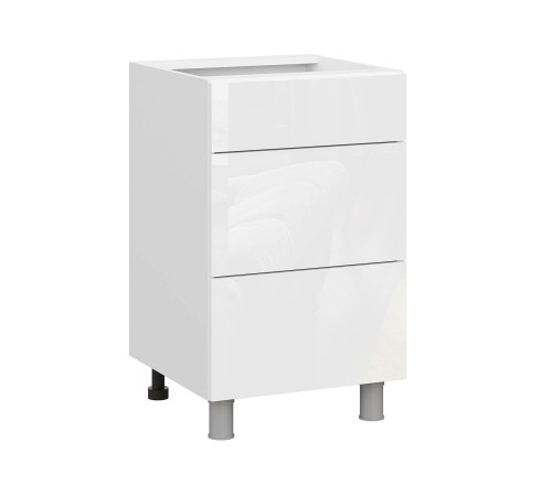Модерн Стол 3 ящ 50х82,4 см, белый/белый глянец (Бруно)